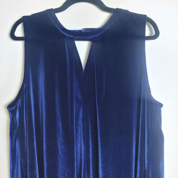 Umgee Blue Velvet Swing Mini Shift Dress 1XL Halter Neck Witchy Whimsigoth - Picture 3 of 9